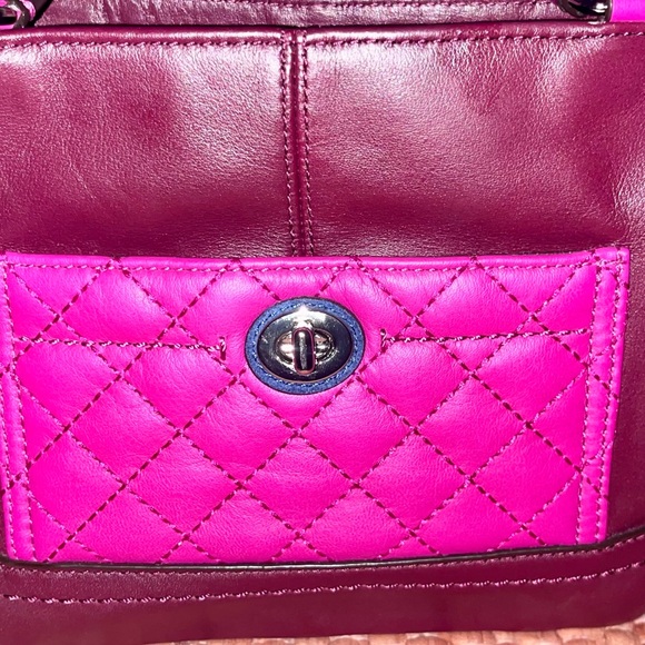 Pre-Owned COACH Color Block Leather/Suede Handbag F1320-F49865 -Park - Picture 3 of 10